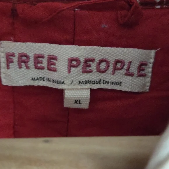 Free People Red and White Bomber Jacket - Picture 5 of 10
